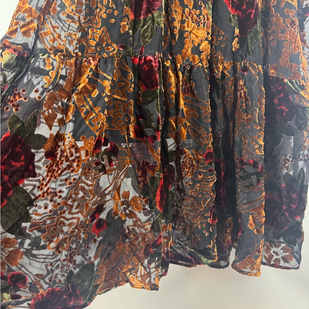 Baltic Born Women Maxi Dress SMALL Velvet Burnout Milkmaid Renaissance Smocked - Picture 7 of 16